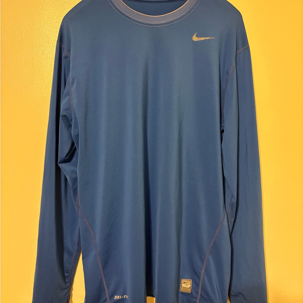 Nike Blue Long Sleeve Dri-FIT Pro Combat Shirt XL